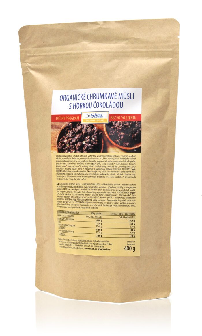 Organické chrumkavé müsli s horkou čokoládou